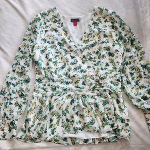 Vince Camuto Ditsy Floral Faux Wrap Blouse